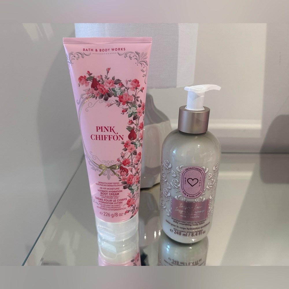 Pink Chiffon Body Lotion and Inspire Love Aromatherapy Body Lotion Set NWT